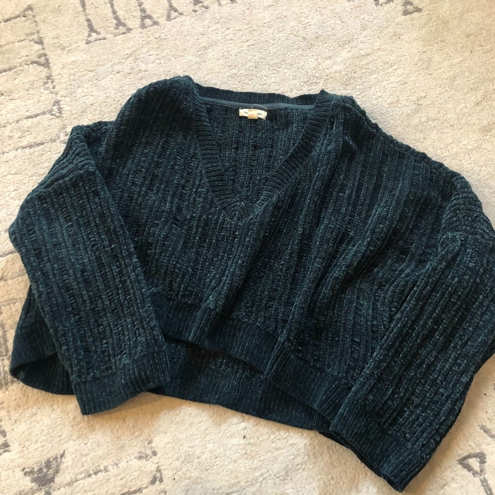 Emerald green oversized soft velvety crop top